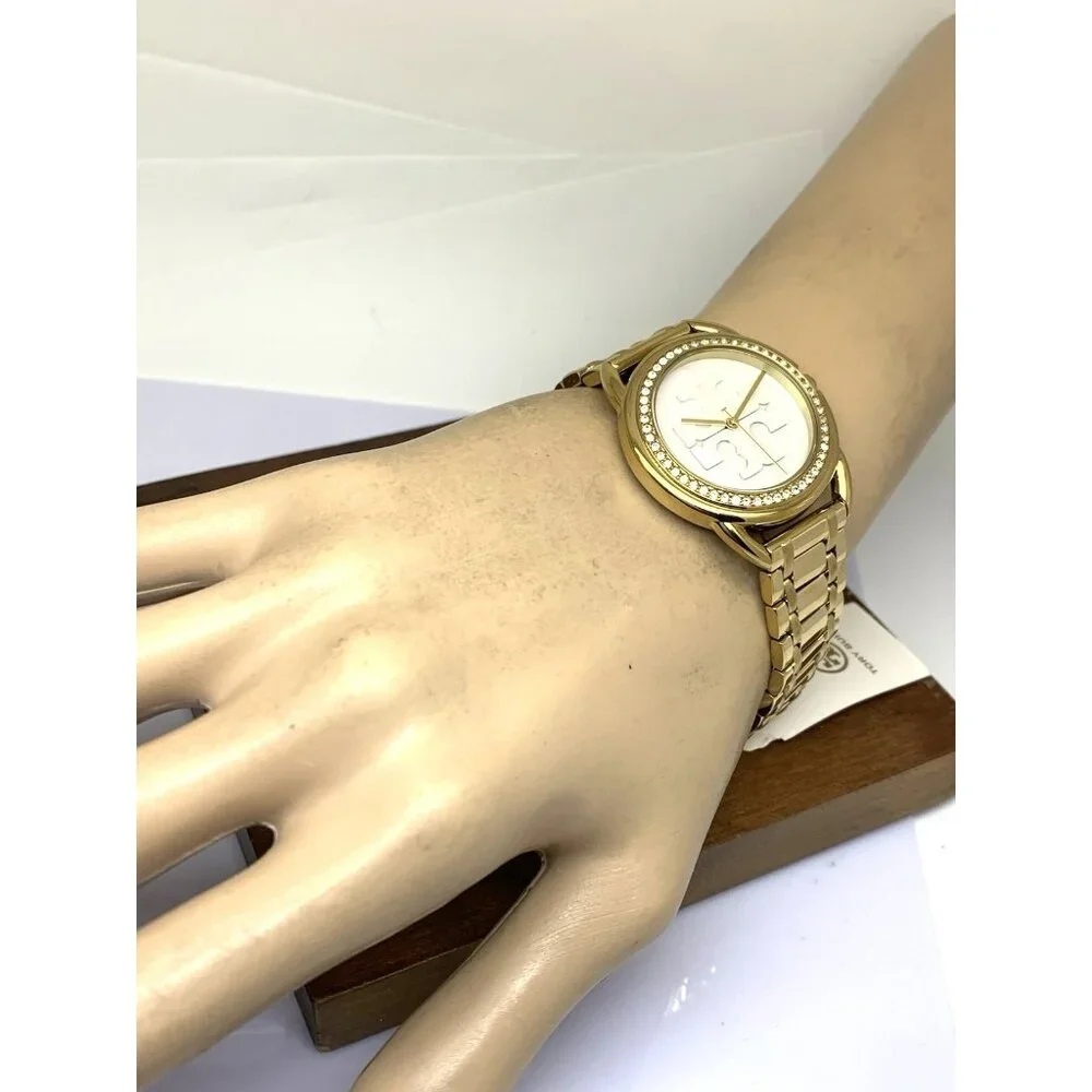 Tory Burch Women's Watch TBW7230 Miller Quartz Mother of Pearl Dial Gold Steel